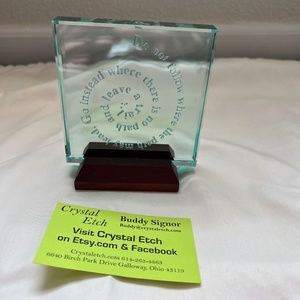 Crystal Etched Glass Motivational Desk Decor